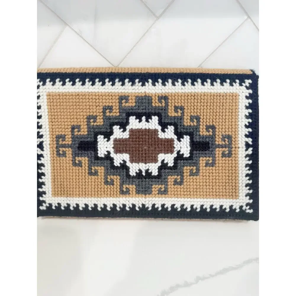 Vintage Hand Crocheted Southwestern Clutch Purse | Geometric Envelope Bag